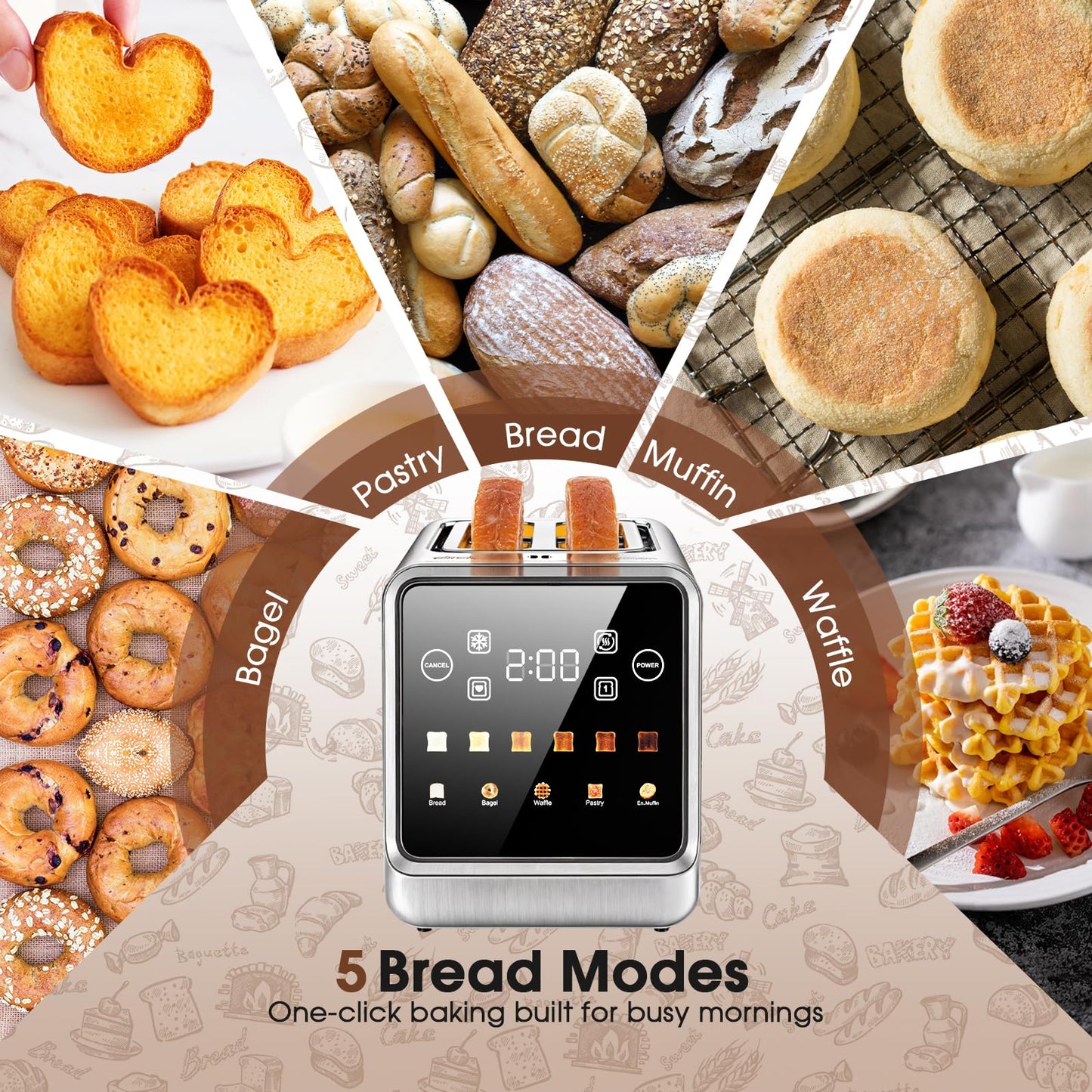4-Slice Touch Screen Toaster with Smart Presets & Bagel Mode