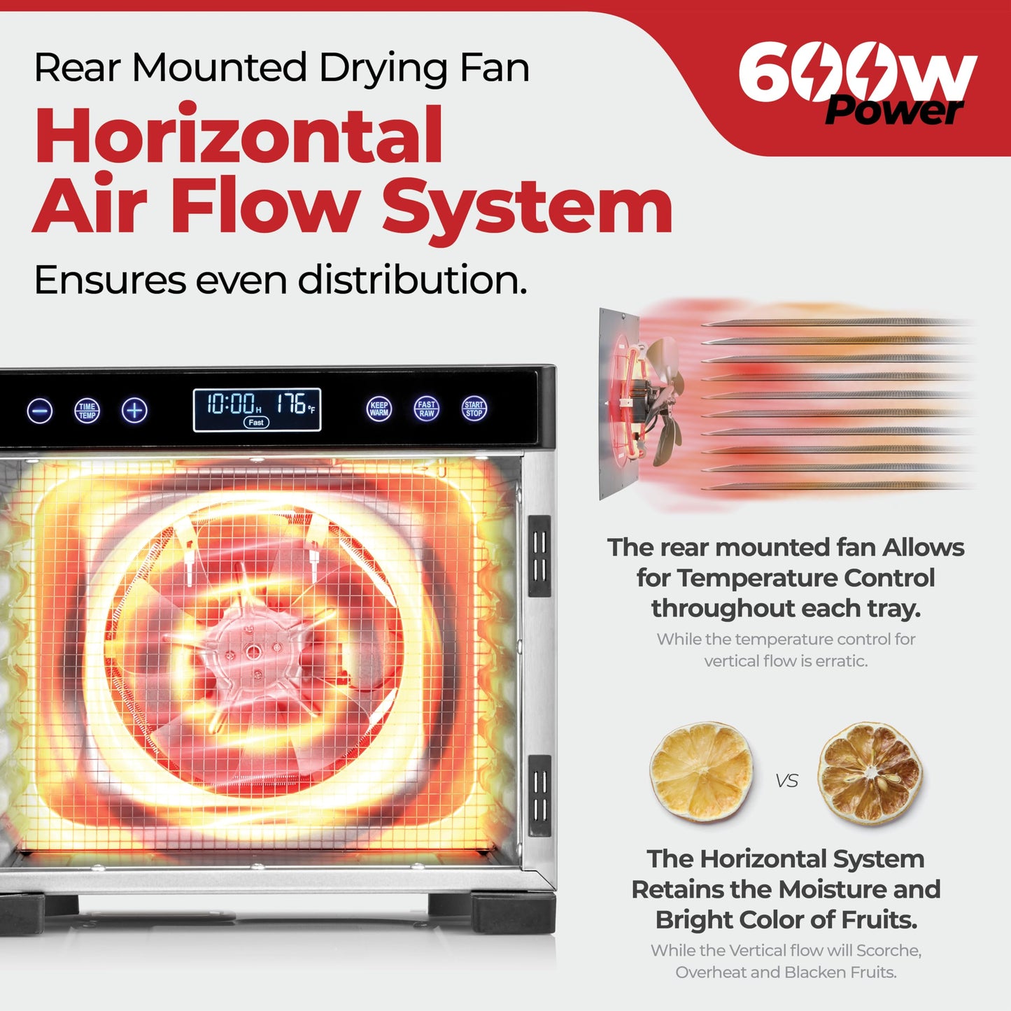 Food Dehydrator with Digital Timer & Adjustable Temperature Control