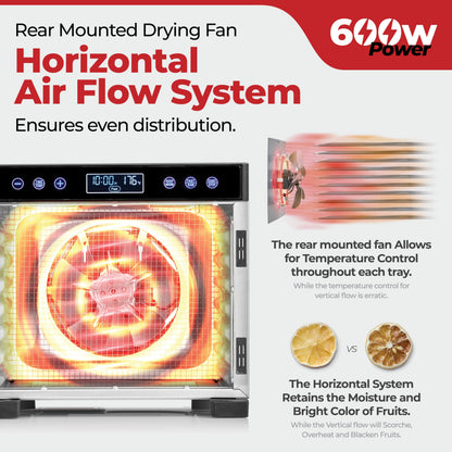 Food Dehydrator with Digital Timer & Adjustable Temperature Control