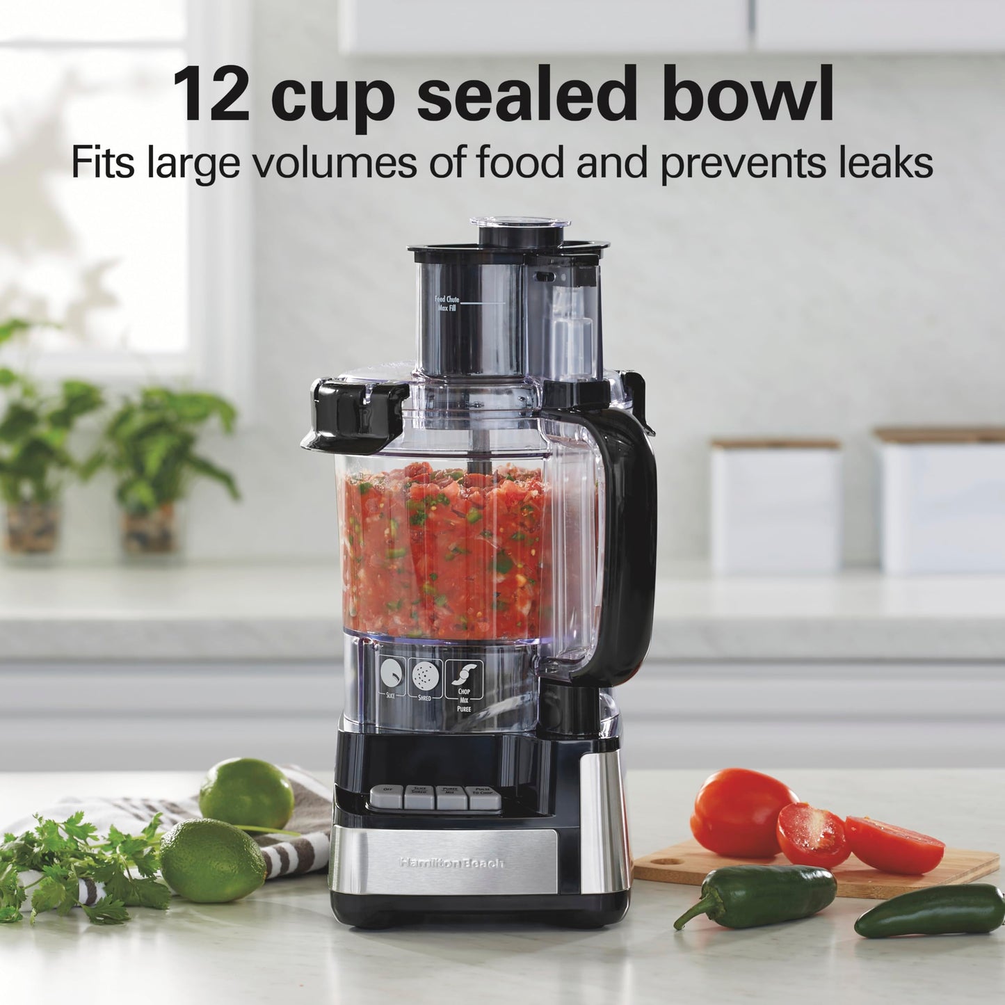 12-Cup Food Processor with Vegetable Chopper & Stainless Steel Blades