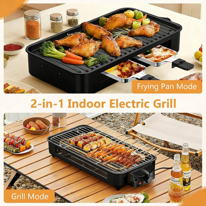 1500W Smokeless Indoor Electric Grill & Griddle with Temperature Control