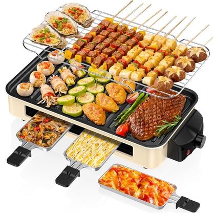 1500W Smokeless Indoor Electric Grill & Griddle with Temperature Control