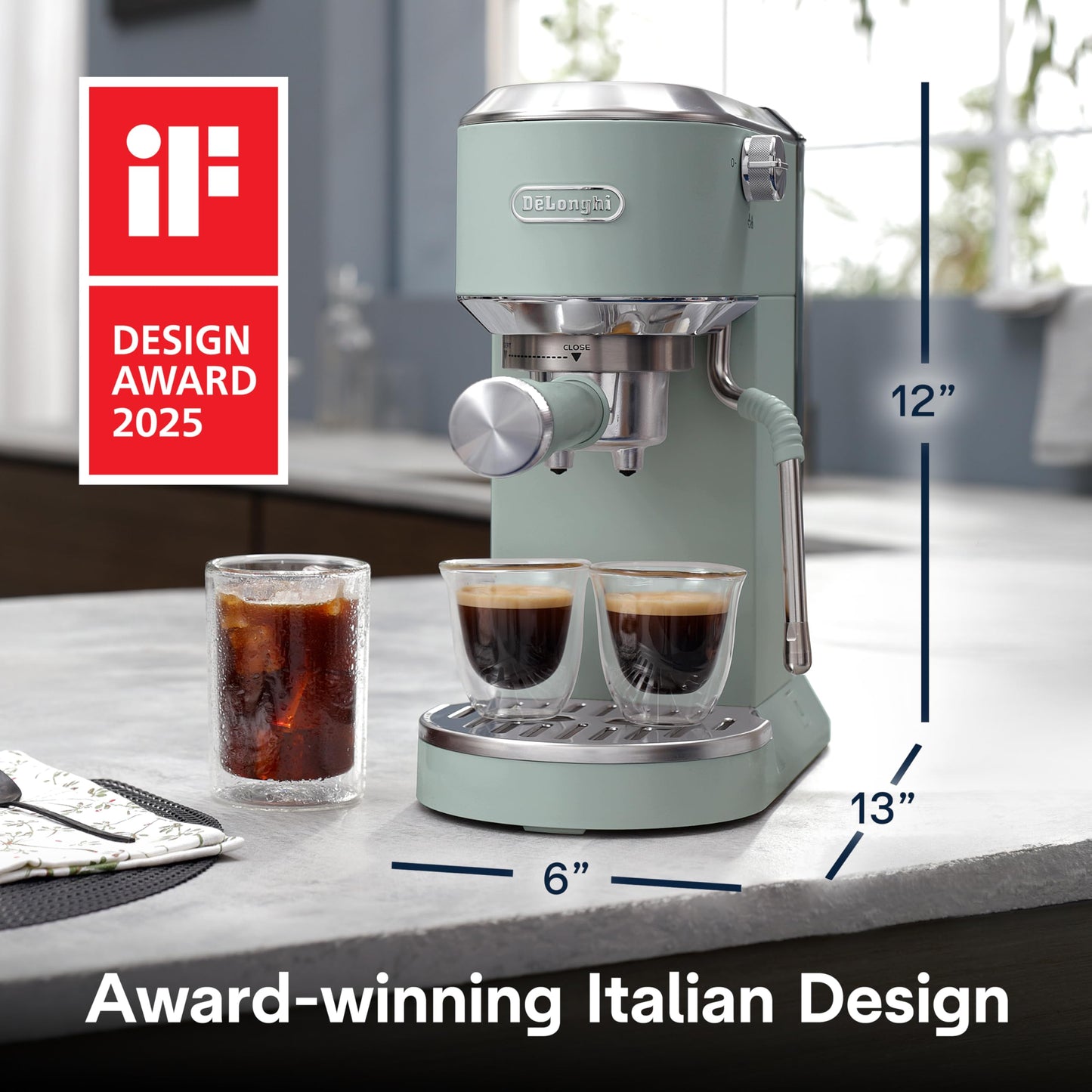 Compact Espresso Machine with Milk Frother for Hot & Iced Coffee