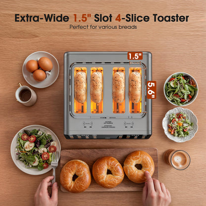 1800W 4-Slot Touch Screen Toaster with Independent Controls