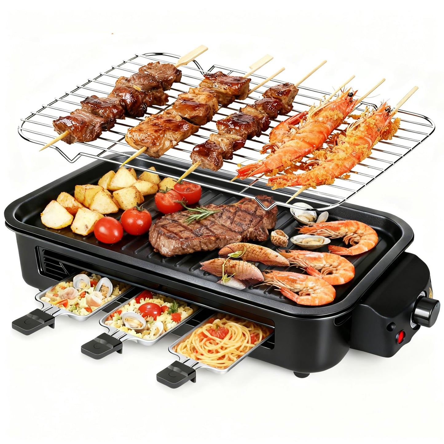 2-in-1 Smokeless Indoor Electric Grill & Griddle with Nonstick Plate