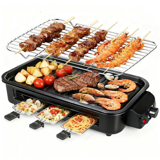 2-in-1 Smokeless Indoor Electric Grill & Griddle with Nonstick Plate