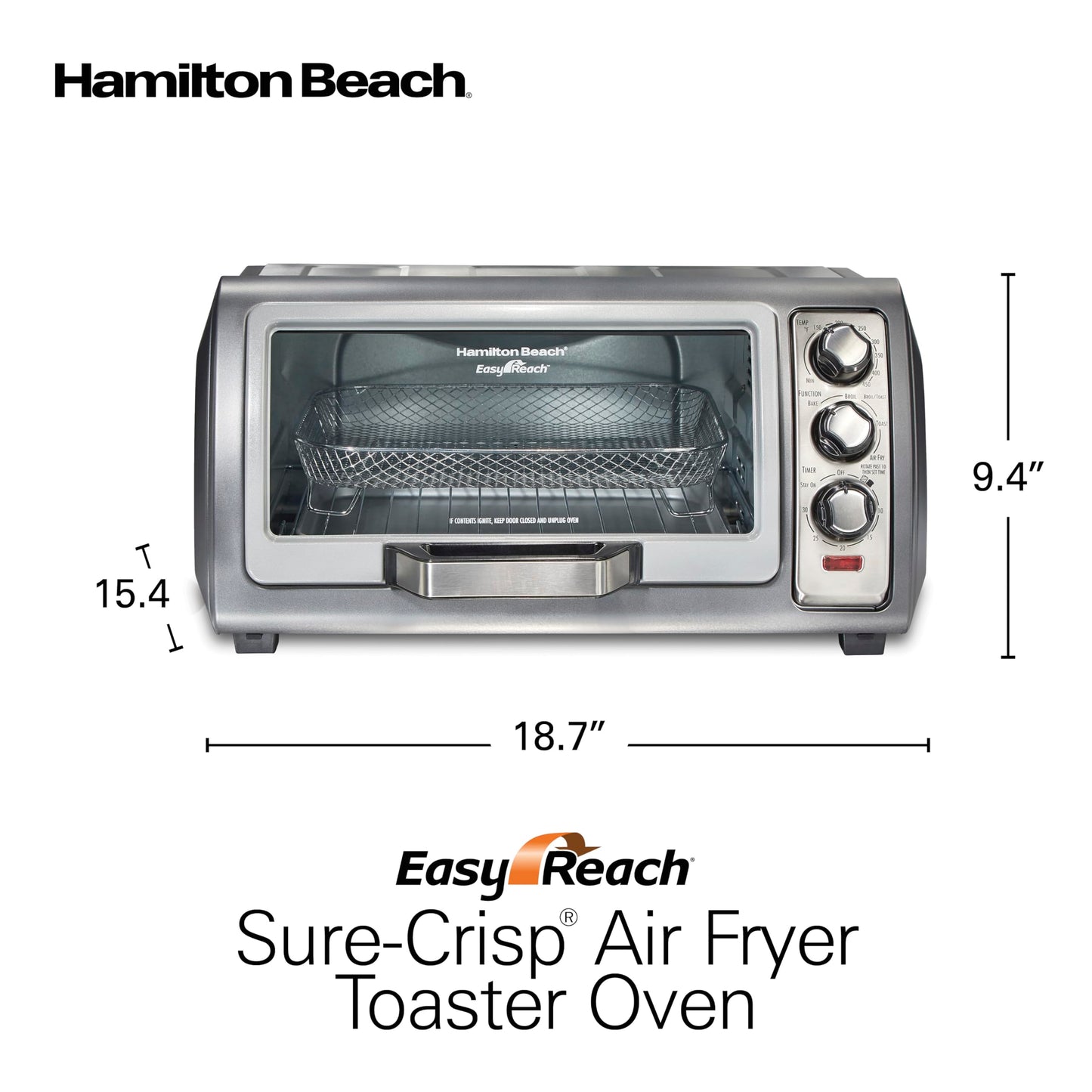 Hamilton Beach Air Fryer Toaster Oven Combo, Stainless Steel