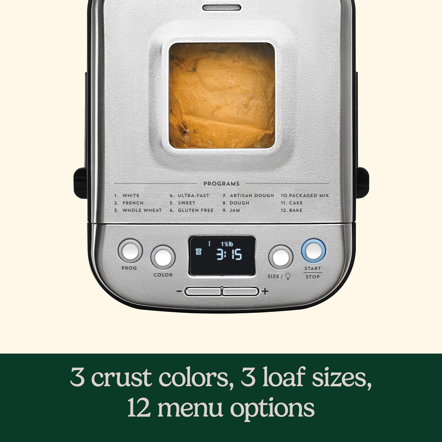 2LB Automatic Bread Maker with 12 Programs & Custom Loaf Settings