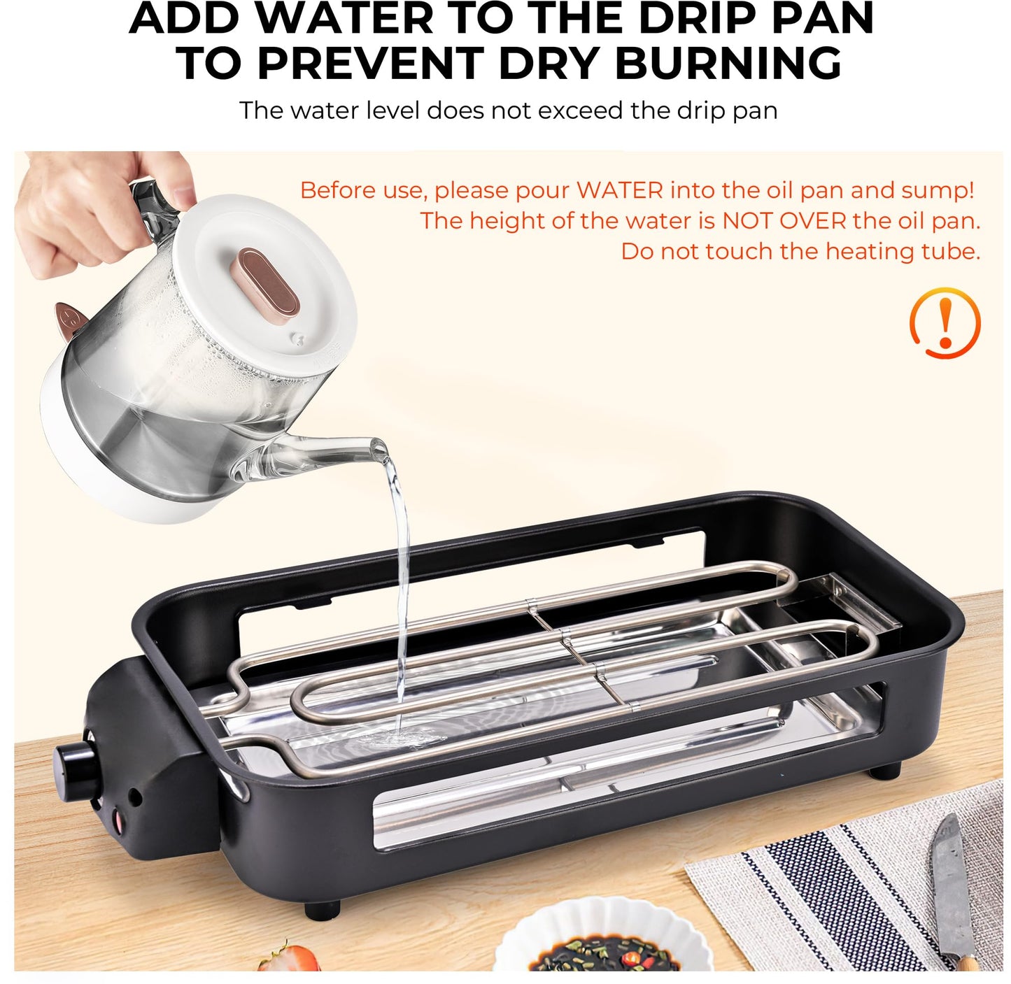 1700W Smokeless Indoor Electric Grill with Removable Nonstick Plate