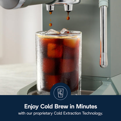 Compact Espresso Machine with Milk Frother for Hot & Iced Coffee