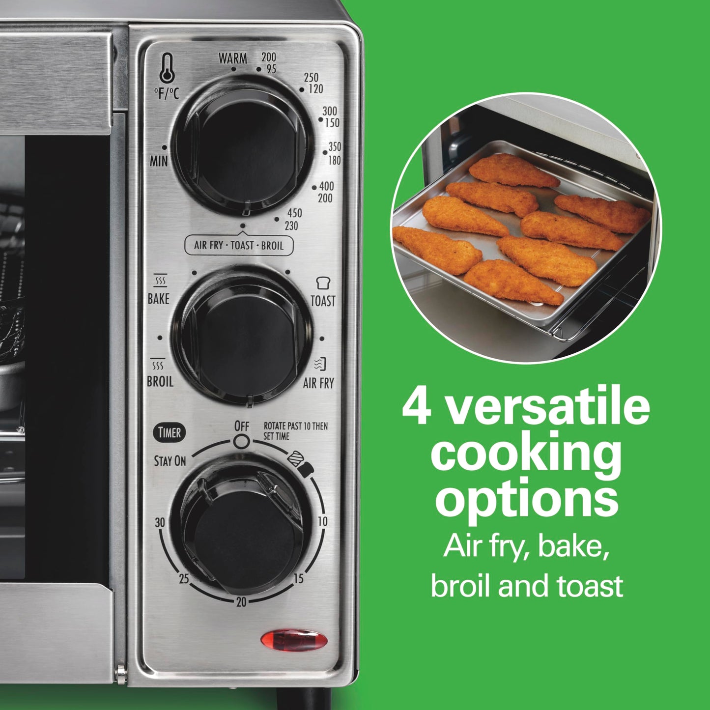 Air Fryer Toaster Oven Combo, 4-Slice Stainless Steel