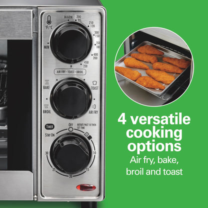 Air Fryer Toaster Oven Combo, 4-Slice Stainless Steel
