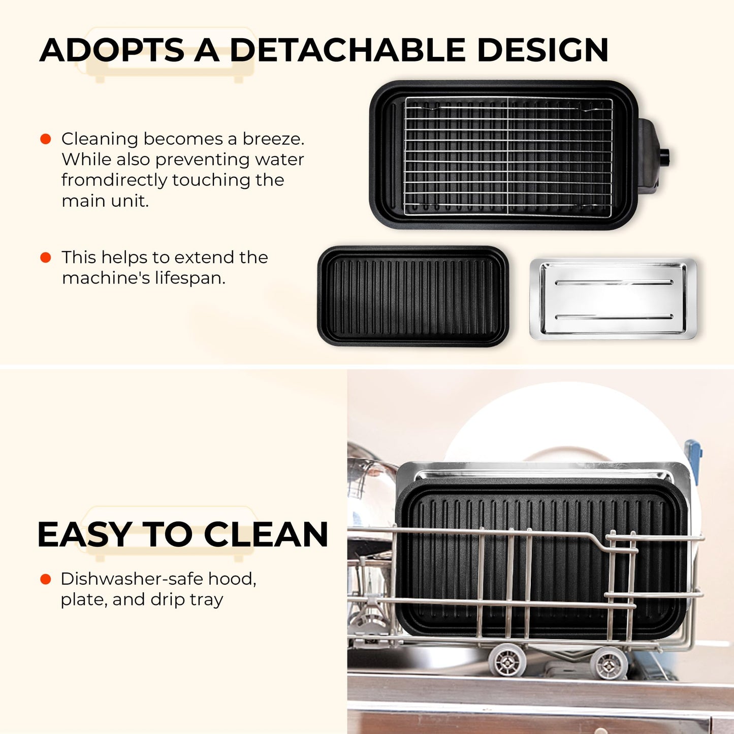 1700W Smokeless Indoor Electric Grill with Removable Nonstick Plate