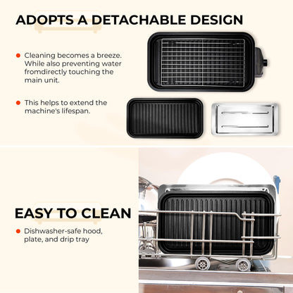 1700W Smokeless Indoor Electric Grill with Removable Nonstick Plate