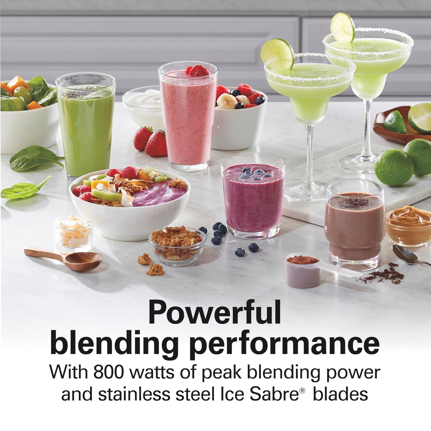 800W Blender with 40oz Glass Jar & Portable Travel Cup