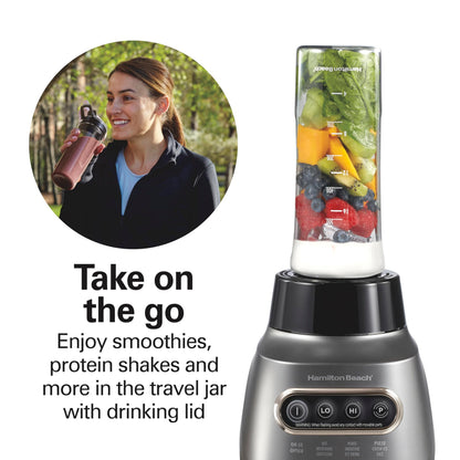 800W Blender with 40oz Glass Jar & Portable Travel Cup