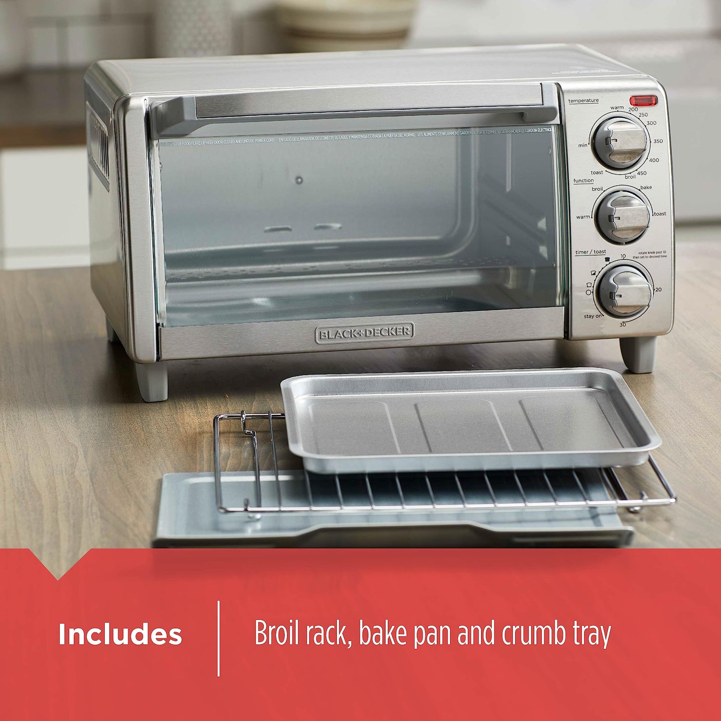 4-Slice Toaster Oven with Bake, Broil, Toast & Keep Warm