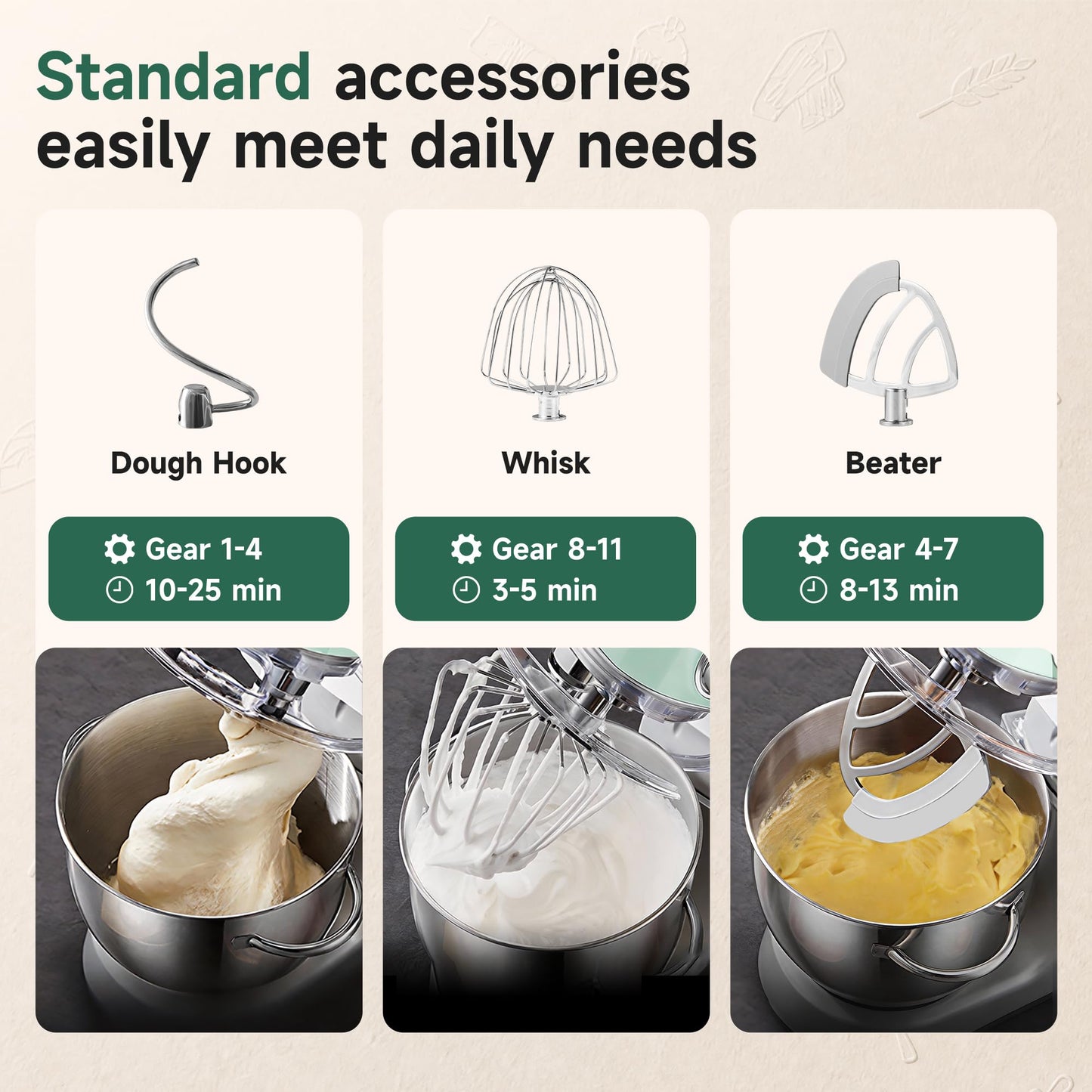 5.3QT Stand Mixer with LED Touch Screen & 11-Speed Control