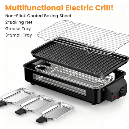 2-in-1 Smokeless Indoor Electric Grill & Griddle with Nonstick Plate