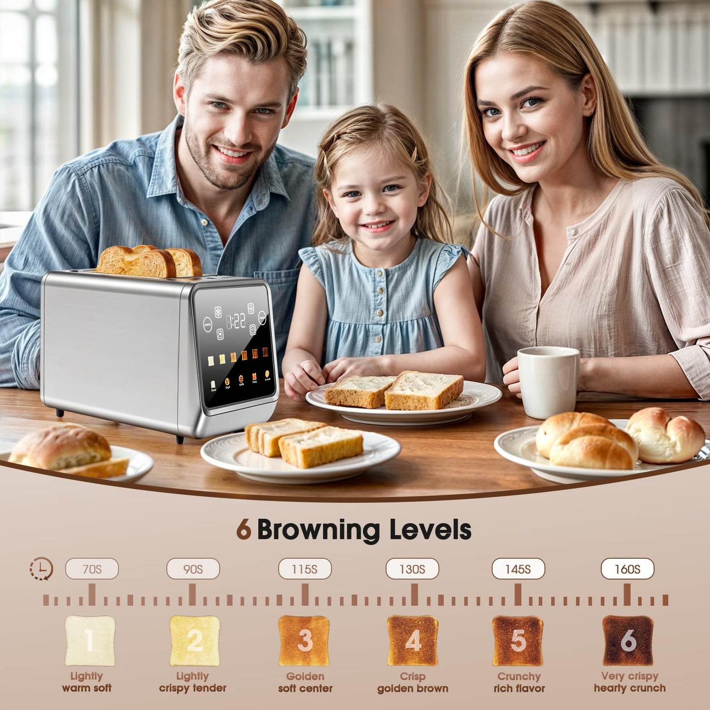 4-Slice Touch Screen Toaster with Smart Presets & Bagel Mode