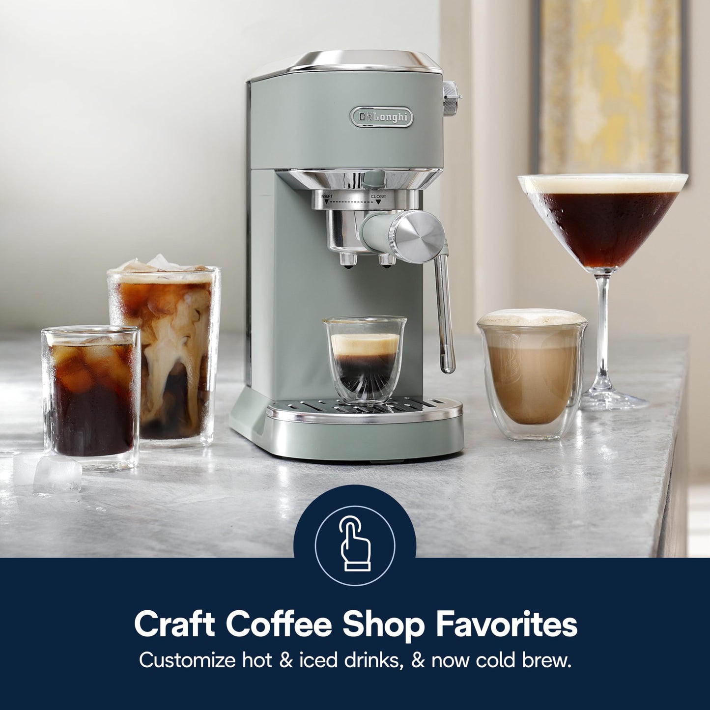 Compact Espresso Machine with Milk Frother for Hot & Iced Coffee