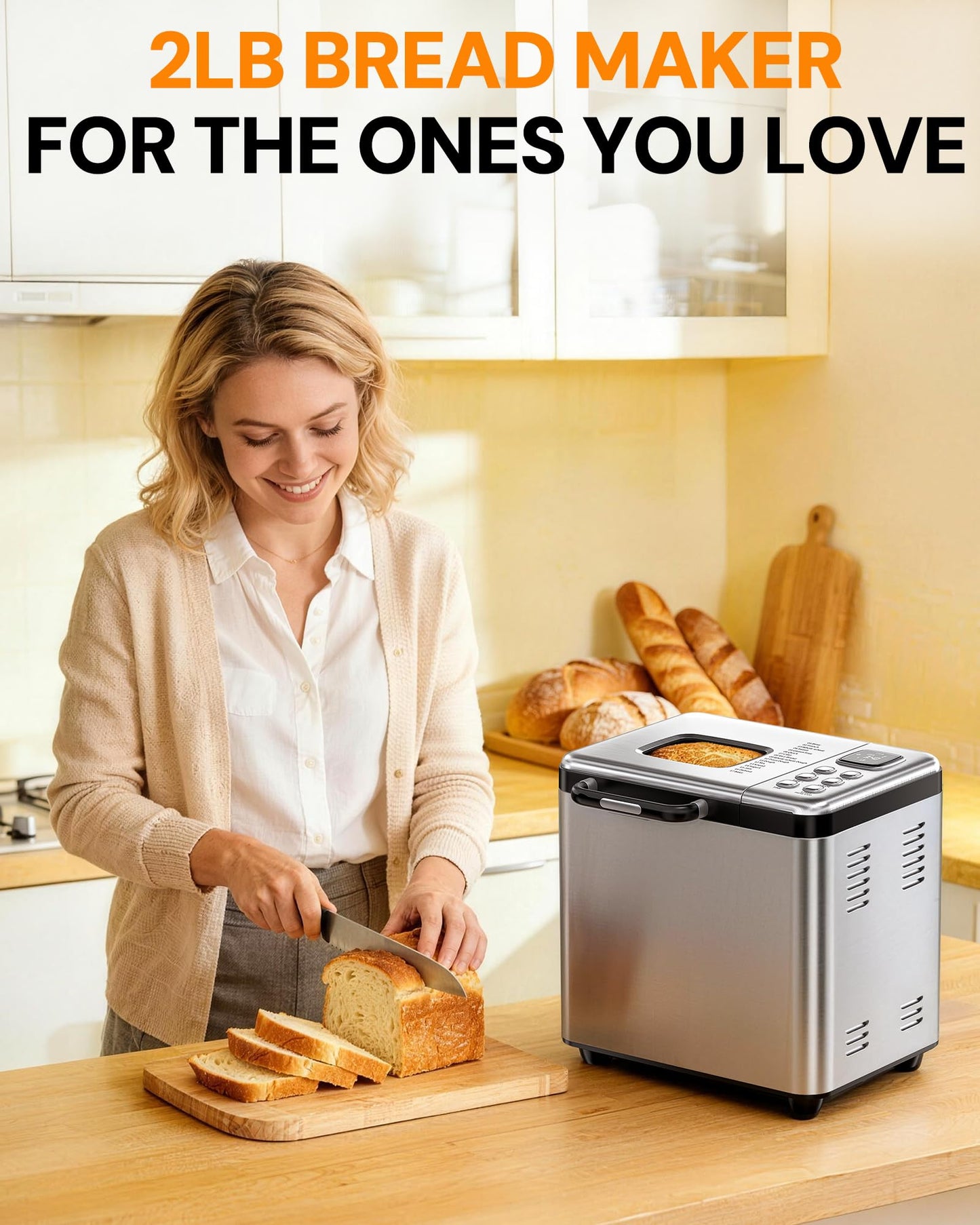 2LB Automatic Bread Maker with 17 Programs & 15H Timer