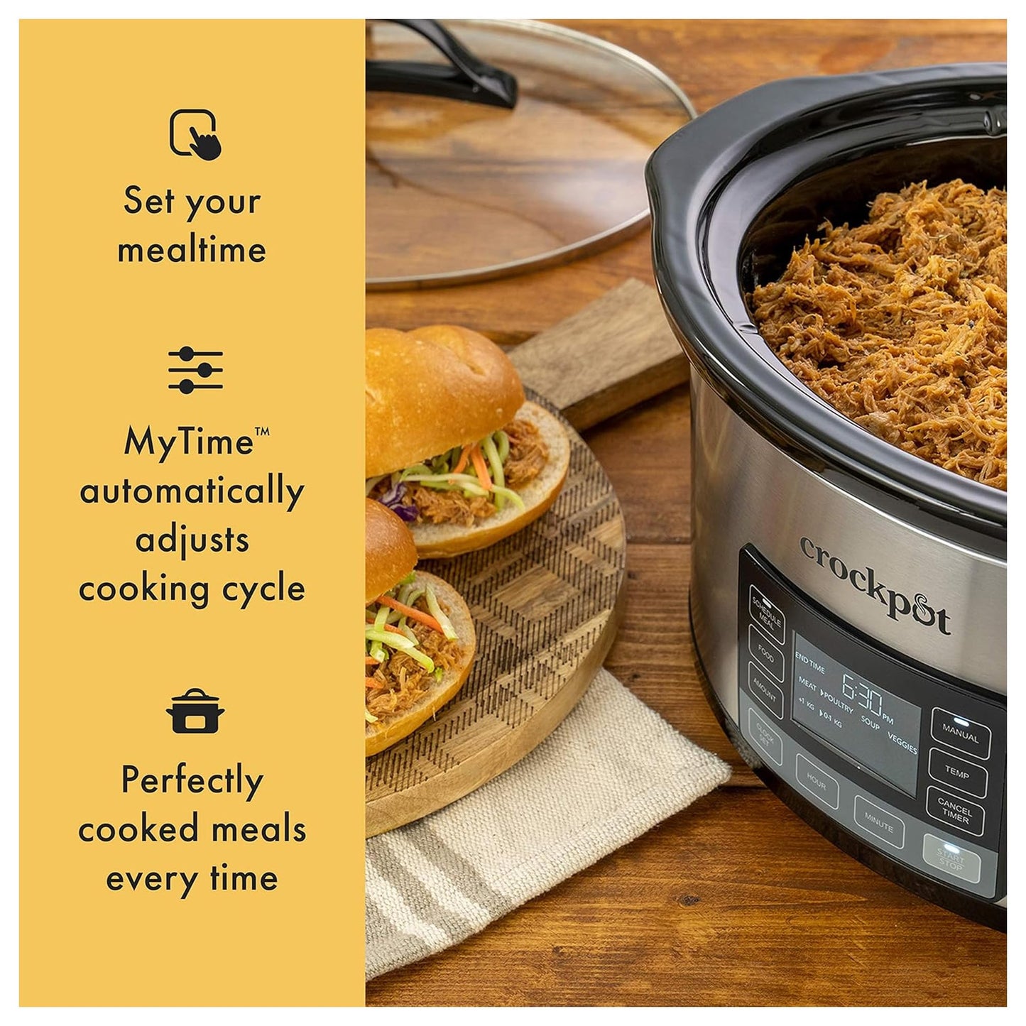 6QT Programmable Slow Cooker with Digital Timer & Food Warmer
